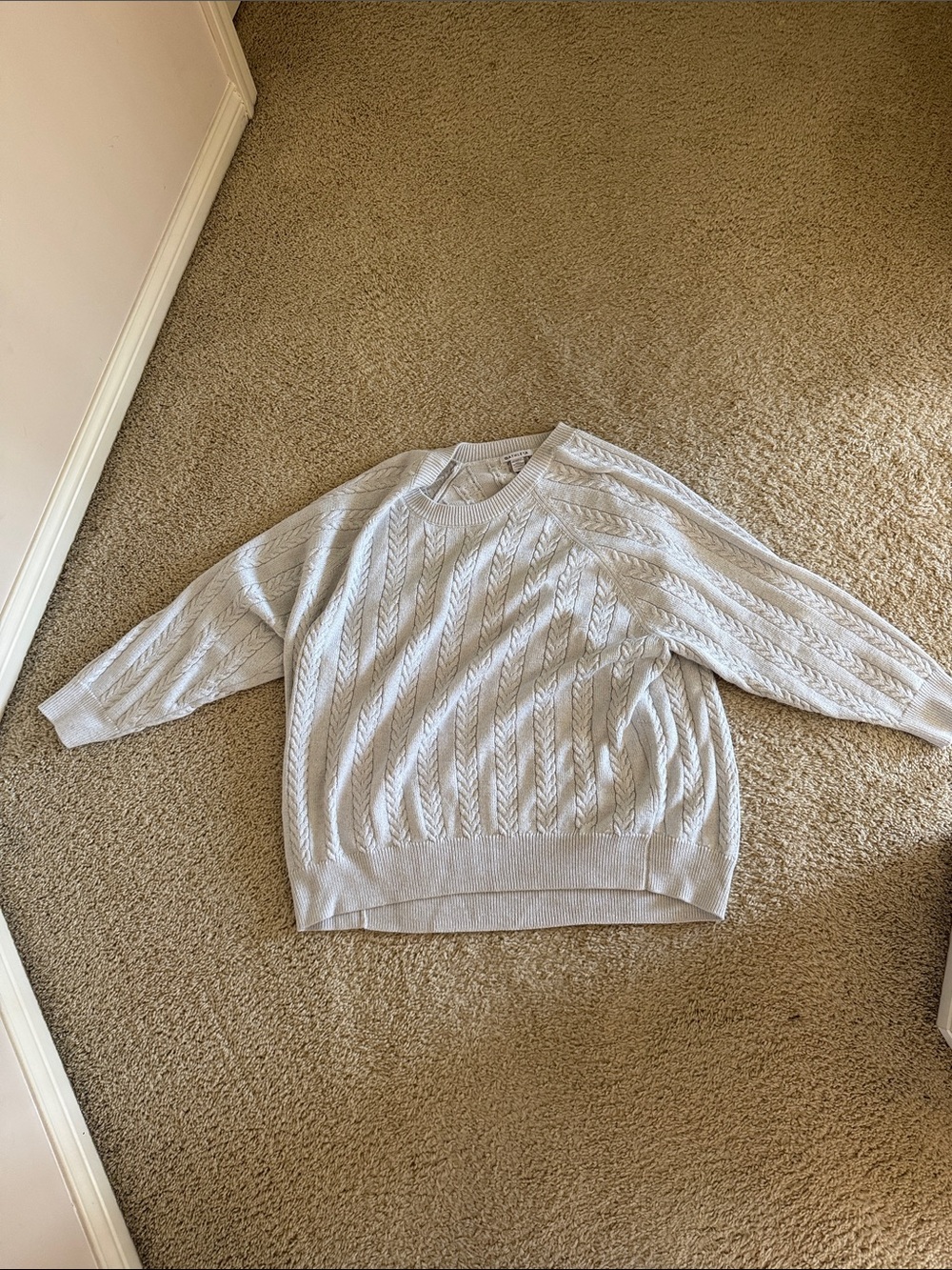 Athleta Silver Cable-Knit Crewneck Sweater 3X